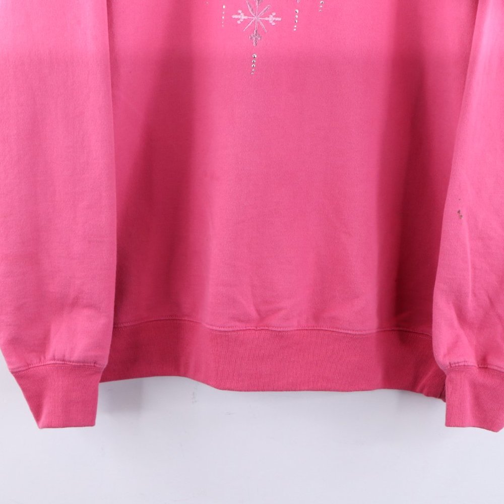 Vintage Double Collared Snowflake Sweatshirt Pink - image 3